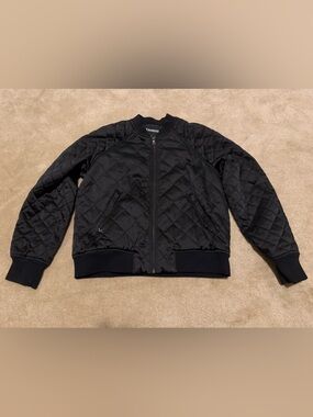 Express Black Quilted Bomber Jacket